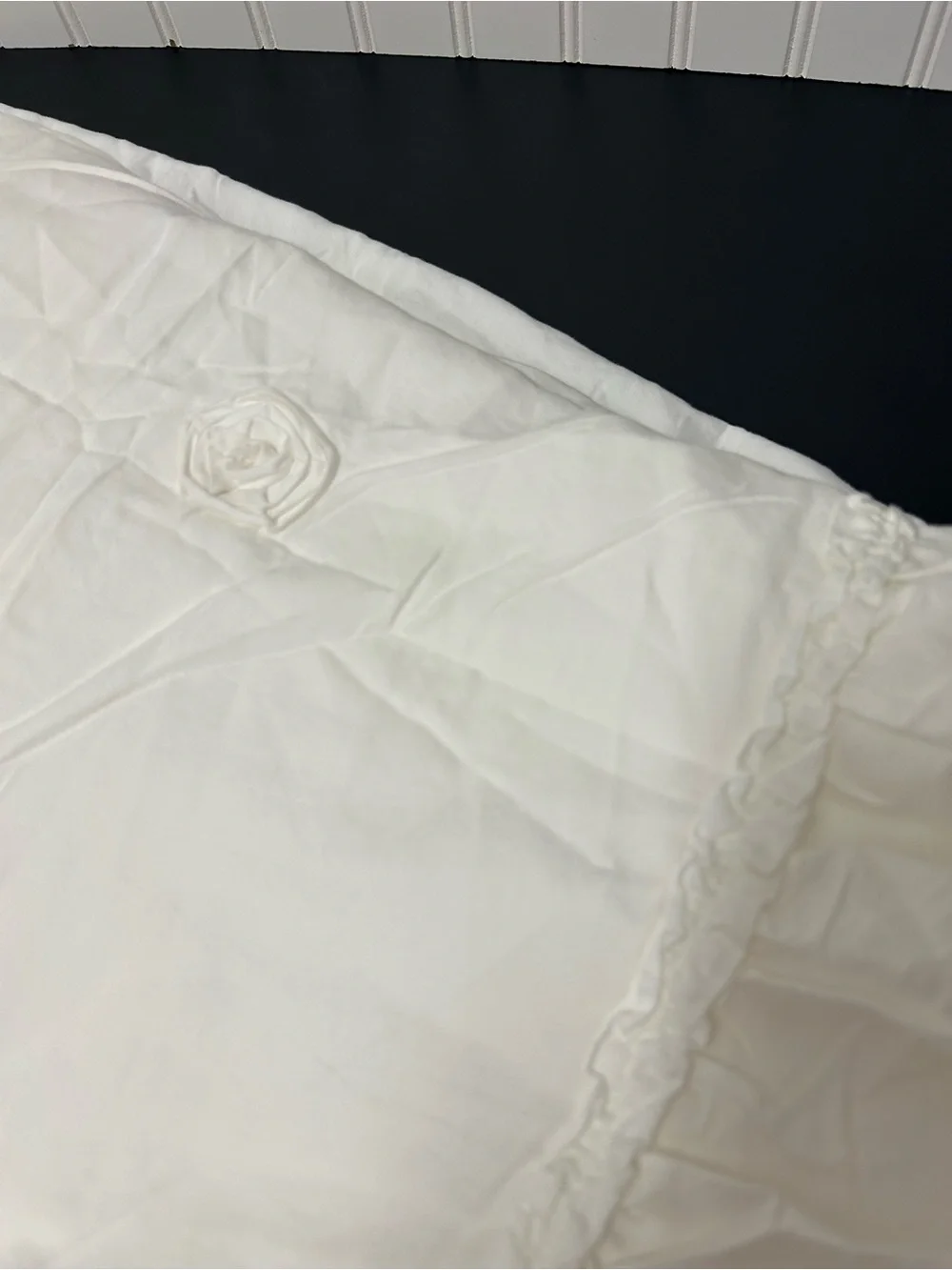 Pottery Barn LoveShackFancy White Embellished Rosette Duvet Cover